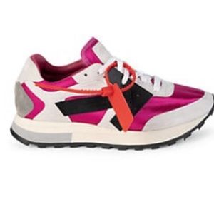 Off white mixed media pink sneakers